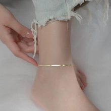 925 Sterling Silver Minimalist 18k Glossy Snake Bone Anklet for Women Beach Summer Charm Party Jewelry Accessories