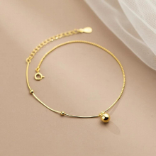 925 Sterling Silver Minimalist Glossy Beads Snake Bone Bell Anklet European Wedding Women Jewelry Accessories