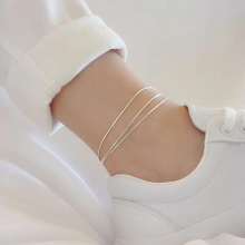 Arrival 925 Sterling Ladies Silver three layer Anklet Bracelet For Women & Girl Jewelry Foot Jewelry
