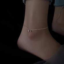925 Sterling Silver Round Bead Anklet Female Summer Advanced Feeling Foot Chain Niche Light Accessories