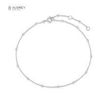 Audrey Geometric Round Beads Adjustable Thin Chain Foot Jewelry Rhodium Plating S925 Sterling Silver Anklets For Teen Girls