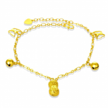 OMHXFC JB10 Jewelry European Woman Girl Party Birthday Wedding Gift Peanut Flower Leaves Lucky Beads Anklet