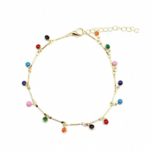 925 Sterling Silver Colorful Round Bead Anklet Temperament Geometric Shape Chain Party Gift For Womens Fine Jewelry