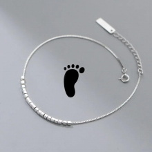 TrustDavis Real 925 Sterling Silver Anklets Geometric Beads Anklets for Women Birthday Gift Fine 925 Jewelry DS3797