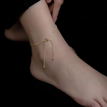 925 Sterling Silver Anklets for Women Tassel Jewelry Femme Minimalist Adjustable Foot Bracelet Birthday Present