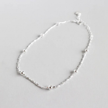 Real 925 Sterling Silver Woman Ankle Bracelet On The Leg Beach Accessories,Minimalist Chain Beads Anklets For Women Foot Jewelry