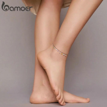 925 Sterling Silver Enamel Heart Pendant Chain Anklet for Women Summer Foot Bracelet Feet Jewelry SCT020