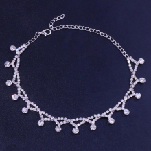 Hollowed Out Geometric Crystal Anklet Sexy Beach Chain