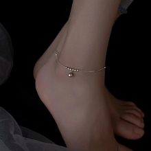 925 Sterling Silver Transfer Bead Bell Anklet Female Sexy Foot Ornaments Net Red Niche Accessories