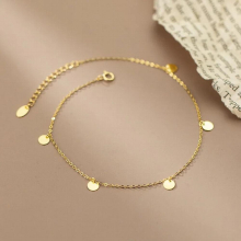 925 Sterling Silver Minimalist Disc Cross Link Chain Anklet for Women Girl Party Temperament Jewelry Gift