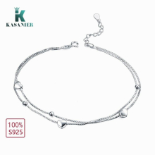 925 Sterling silver Heart-shaped Chains Anklet For for Mom Women Wife Girls Her Leg Bracelet Barefoot Never Fade