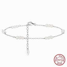 925 Sterling Silver Natural Pearls Anklets for Women Foot Bracelet Ankle Straps Pearls Summer Jewelry SA36
