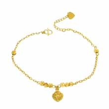 OMHXFC JB19 Jewelry European Fine Woman Girl Party Birthday Wedding Gift Heart Charm Lucky Beads Beach Anklet