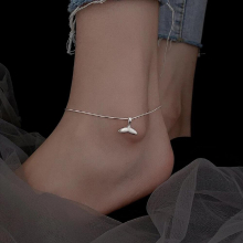 925 Sterling Silver Fishtail Anklet Womens Summer Tide Personality Sense Foot Chain Accessories