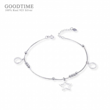 Women Anklet 925 Sterling Silver Fresh Star Circle Beaded Fresh Anklet To Lady Girl Decoration Jewelry Foot Accessories