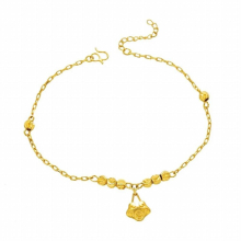 OMHXFC JB15 Jewelry European Fine Woman Girl Party Birthday Wedding Gift Lock Charm Lucky Beads Beach Anklet