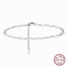 Adjustable 925 Sterling Silver 3mm Rhombus Chain Anklets for Women Summer Foot Bracelet Ankle Straps Jewelry SA44