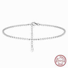925 Sterling Silver Italian Ball Bead Chain Anklet for Women Summer Beach Foot Ankle Bracelet Jewelry SA42