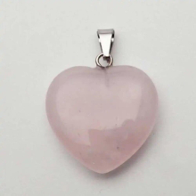 5pcs Natural pink quartz Lucky Heart-shaped Pendant Choker Amulet Clavicle Steel Jewelry Charm Men
