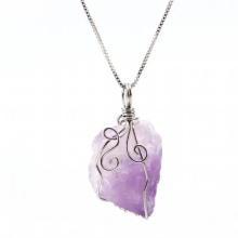 Natural stone lavender amethyst necklace pendant creative girl accessories pendant