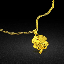 925 Sterling Silver Material 24k Necklace Girl Charm Jewelry Four-Leaf Clover Pendant Clavicle Chain Surface