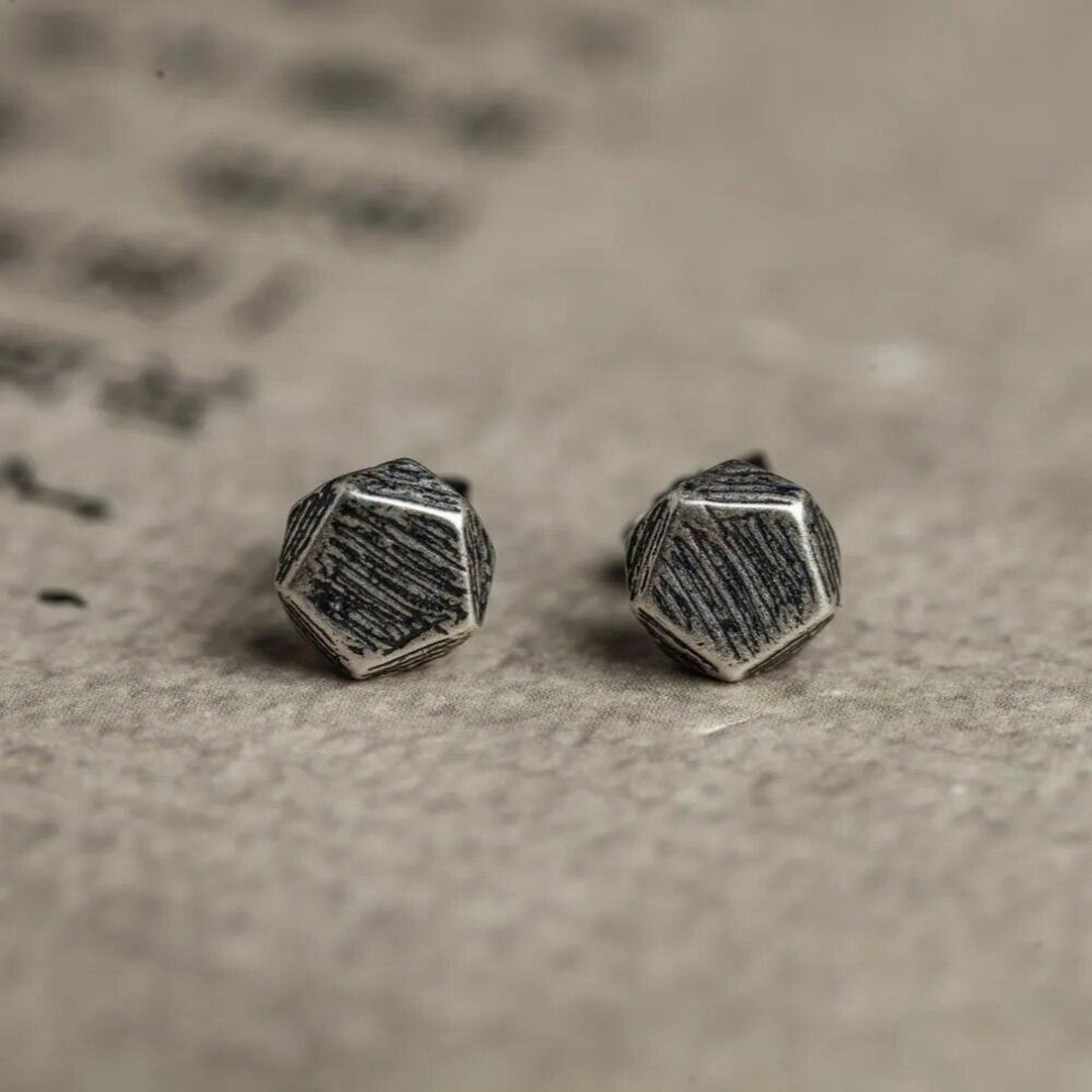 925 Sterling Silver Pentagon Cube Stud Earrings Womens Earrings Vintage Party Wedding Silver Jewelry for Girls Women Jewelry-image-OPC-PCW69KP-NEW