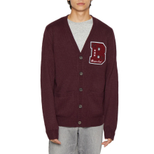 (Deep Maroon, L) BRAVE SOUL Mens Cardigan Long Sleeve Open Front Regular Knitted Warm Button Top