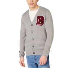 (Silver Grey, XL) BRAVE SOUL Mens Cardigan Long Sleeve Open Front Regular Knitted Warm Button Top