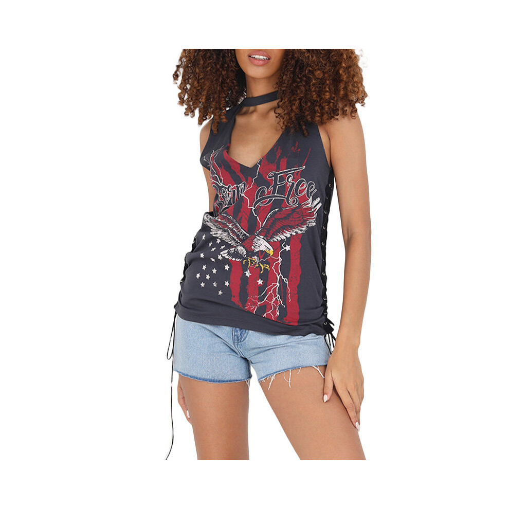 (Charcoal, XS) BRAVE SOUL ROCK Womens T Shirts Sleeveless