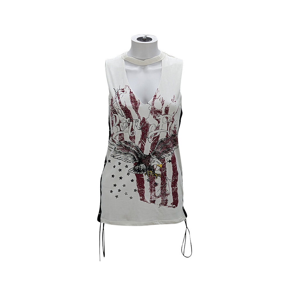 (Cream, M) BRAVE SOUL ROCK Womens T Shirts Sleeveless