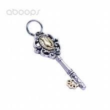 Bicolor Small 925 Sterling Silver Key Shape Pendant for Women Girls,Free