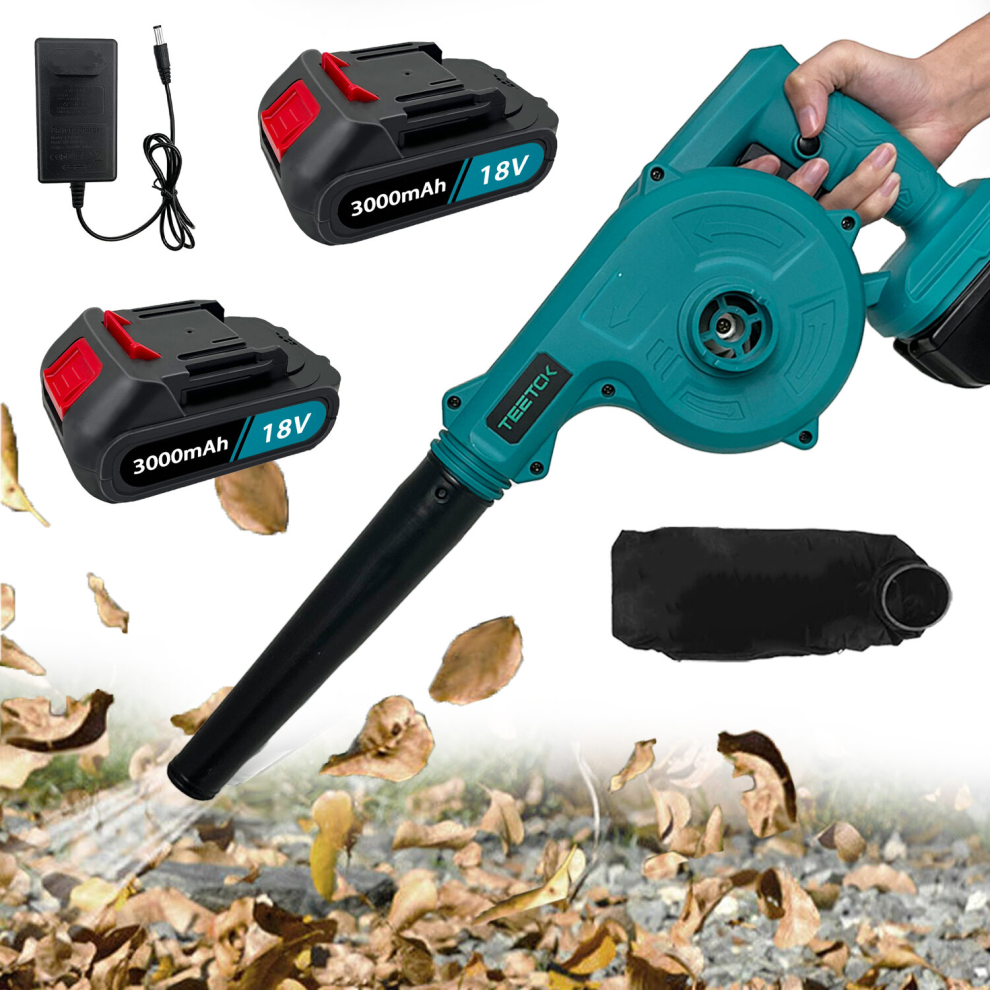 (	1x Leaf Blower+2x3.0A Battery+Charger) Cordless Leaf Blower, 2-in-1 Leaf Blower & Vacuum-Makita Compatible