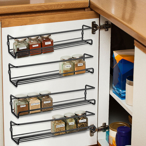 Living And Home 4X Spice Herb Jar Rack Holder For Kitchen Door Cupboard Storage Wall Mounted