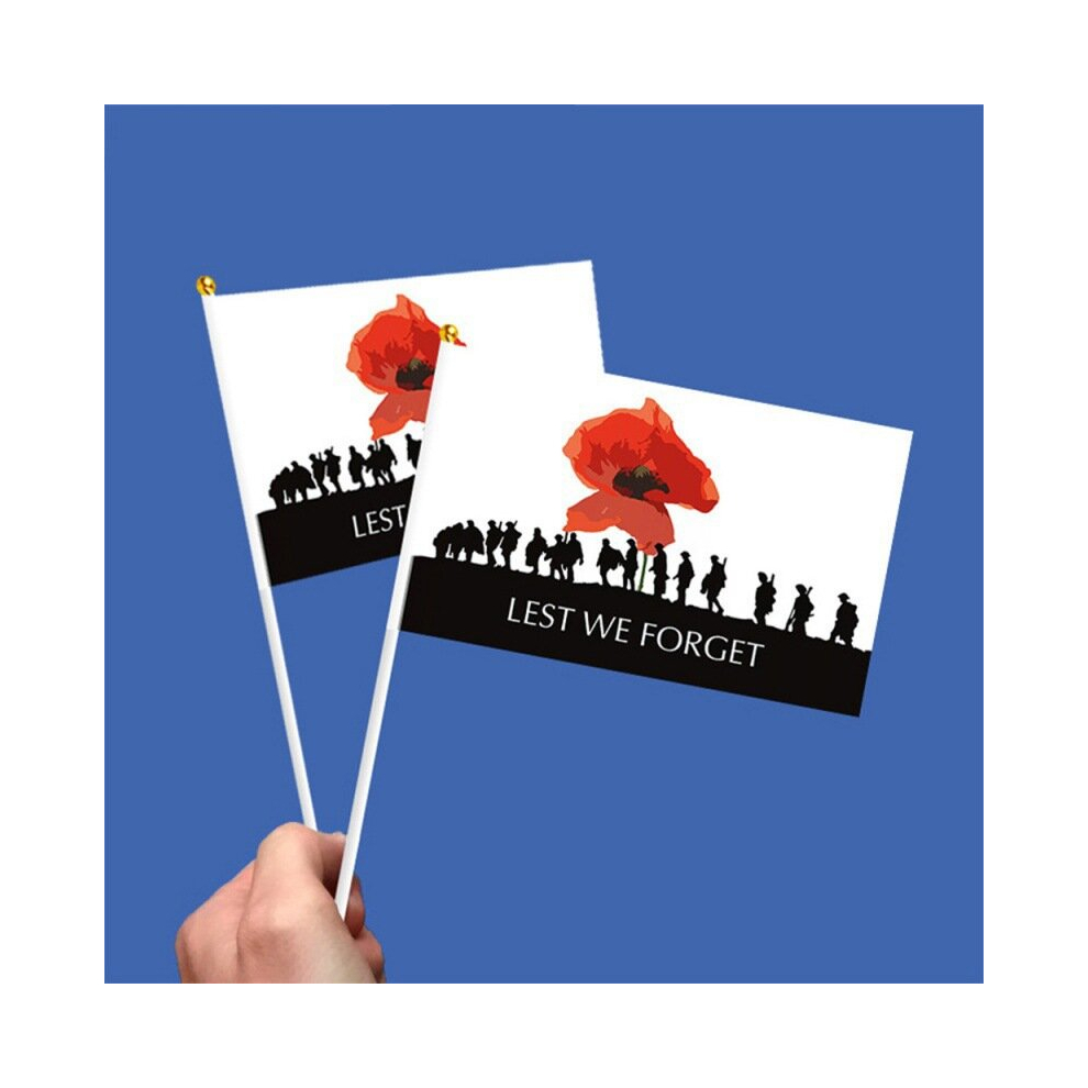 10PCS Lest We Forget Hand Flag Remembrance Day Handheld 21x14cm