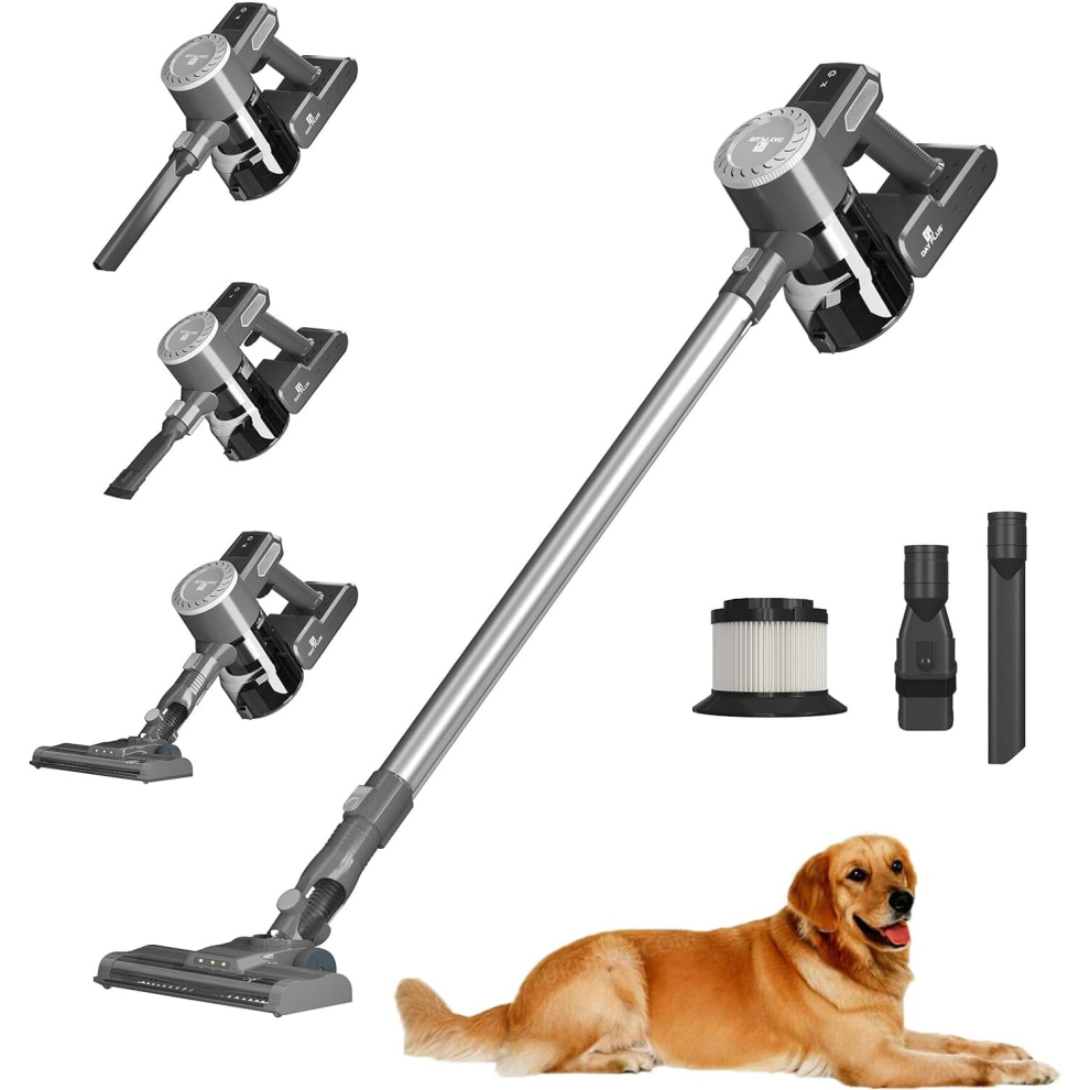 Cordless Upright Handheld Stick Vacuum Cleaner 6 in 1 Hoover  Lightweight Quiet Vacuum with Washable Filter LED Light