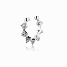 925 Sterling Silver Spike Clear Zircon Ear Cuff Earbar Women Non Piercing Clips Women Earcuff