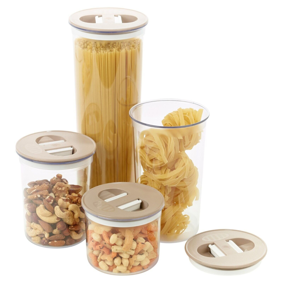 Urbn Living (Taupe, 1 Of Each Size) Plastic Airtight Containers Food Storage Reusable Stackable
