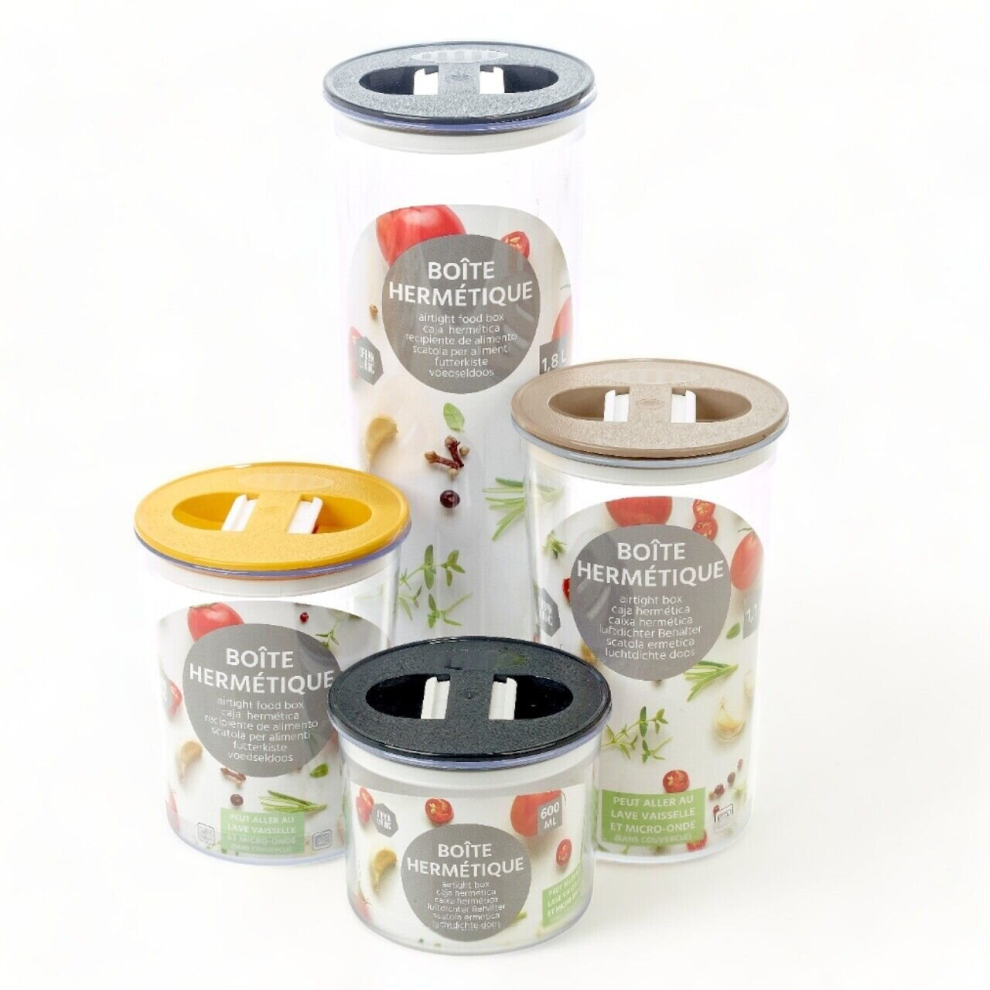 Urbn Living ( 1800Ml) Plastic Airtight Containers Food Storage Reusable Stackable Dark/Grey