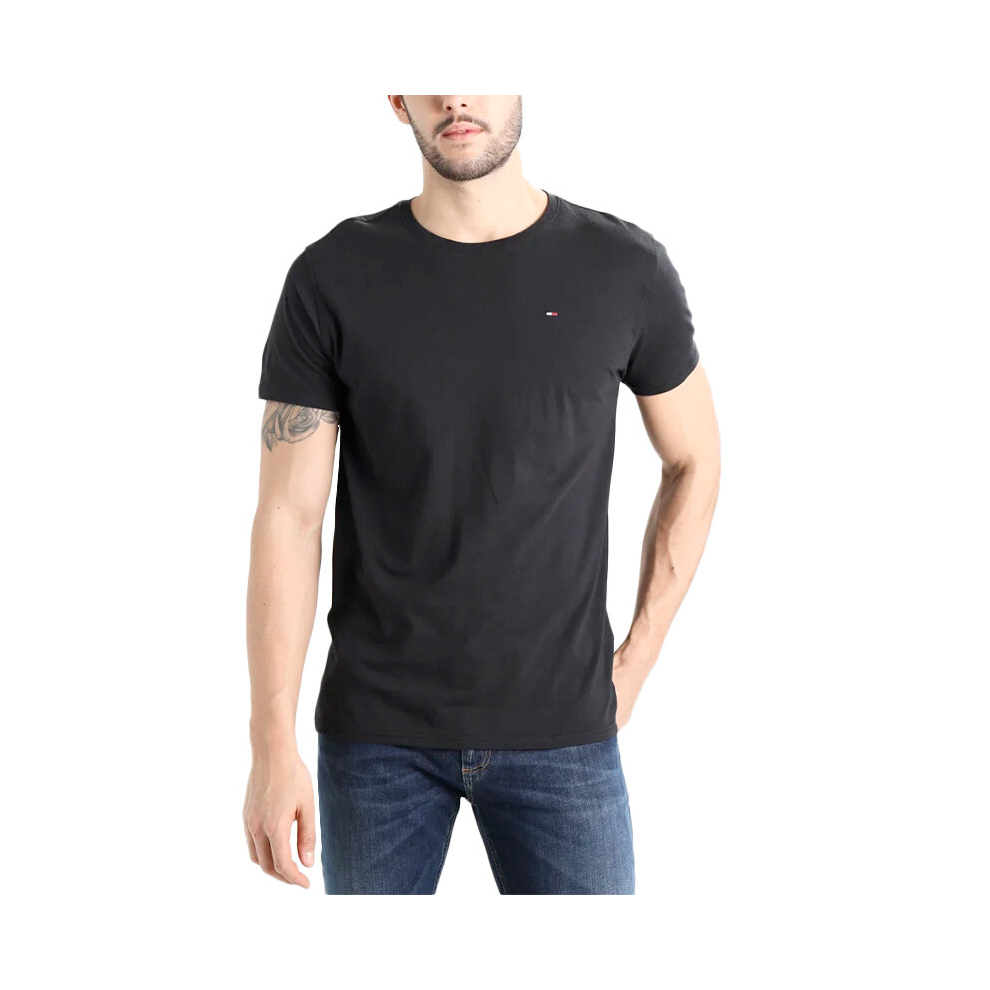 (Black, S) TOMMY HILFIGER Mens T Shirts Summer Cotton Tee