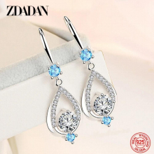 925 Sterling Silver Crystal Water Drop Earrings For Women Party Jewelry Gift