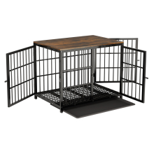 (Black, L(91.4*63.4*75Hcm)) Furniture Style Wooden Dog Crate End Table