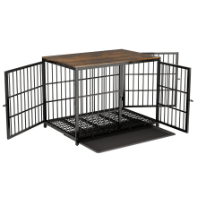(Black, XL(107.4*71.4*81Hcm)) Furniture Style Wooden Dog Crate End Table
