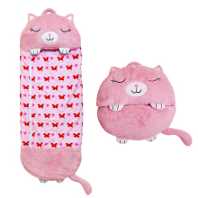 (Pink kitten, 160cm*60cm(800g)) Cartoon Animal Kids Sleeping Bag Happy Plush Doll Pillow
