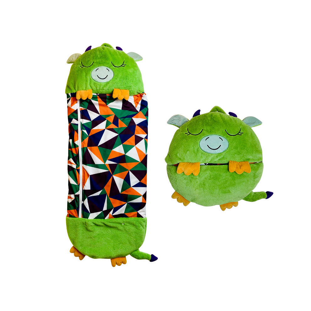 (Green Dragon, 180cm*70cm(1100g)) Cartoon Animal Kids Sleeping Bag Happy Plush Doll Pillow