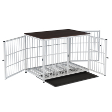 (White, XL(107.4*71.4*81Hcm)) Furniture Style Wooden Dog Crate End Table