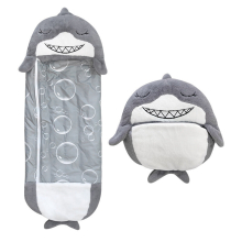 (Gray Shark, 135cm*50cm(630g)) Cartoon Animal Kids Sleeping Bag Happy Plush Doll Pillow