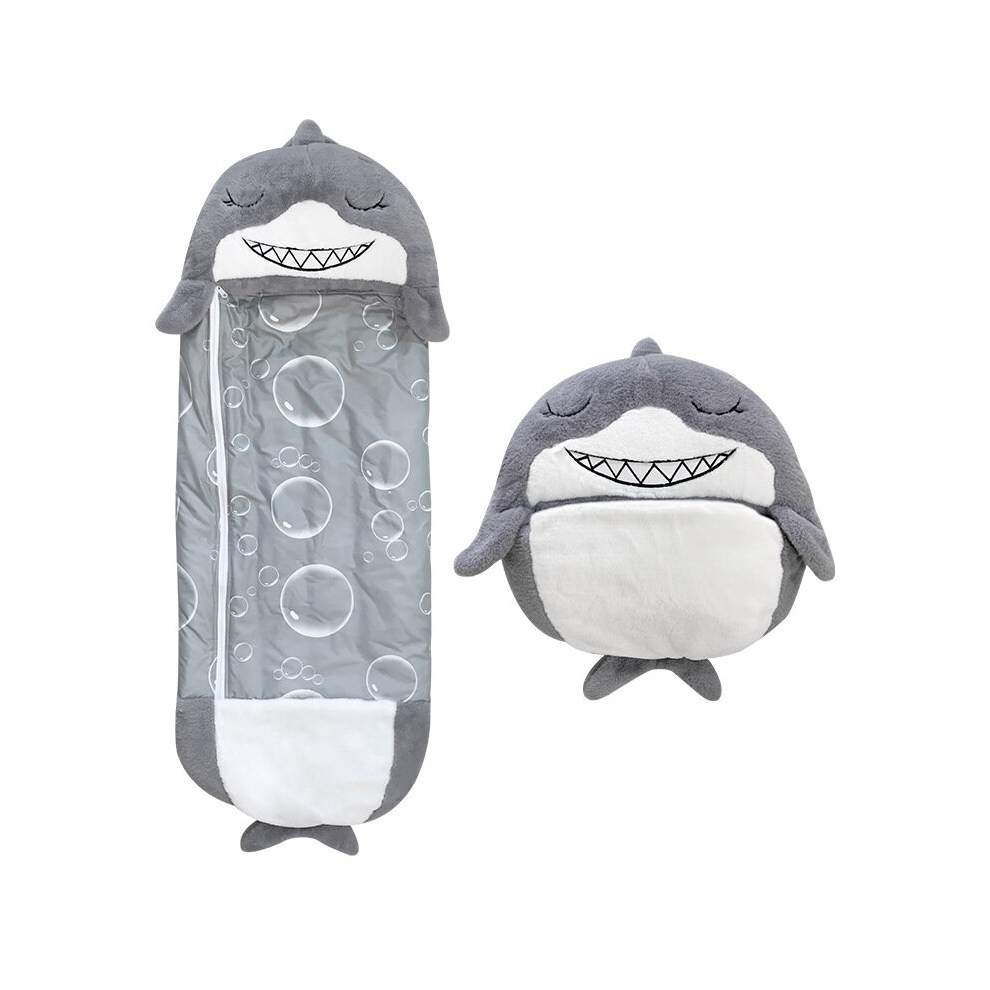 (Gray Shark, 135cm*50cm(630g)) Cartoon Animal Kids Sleeping Bag Happy Plush Doll Pillow