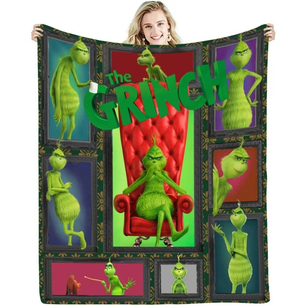 (3, 130*150cm) Flannel Blanket Green Monster Grinch Blanket Christmas Gift Home Sofa Cover Blanket-image-OPC-PCW6TP7-NEW