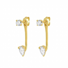 925 Sterling Silver Sparkling Zircons Front Back Earrings Women Minimalist Ear Jacket Geometric Crystal Double Wear Studs