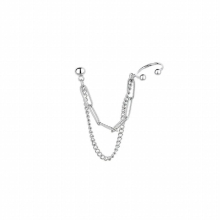 3 Women Crystal Ear Cuff Clip Chain Tassel Clip On Earrings Silver Jewelry Femme Earcuff
